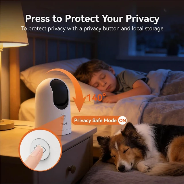 Alt view image 6 of 7 - 4K UHD Indoor Camera 64G Built-in Storage No Subscription, Pet Camera with Phone App, 360° Pan & Tilt, Two-Way Talk, Privacy Mode, AI Tracking/Detection