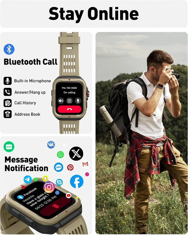 Alt view image 2 of 7 - Smart Watch for Men Women (Answer/Make Call) Alexa Built in, 1.8" Fitness Tracker with 100 Sports Modes, Heart Rate Blood Oxygen, Sleep Monitoring, iPhone Android Compatible