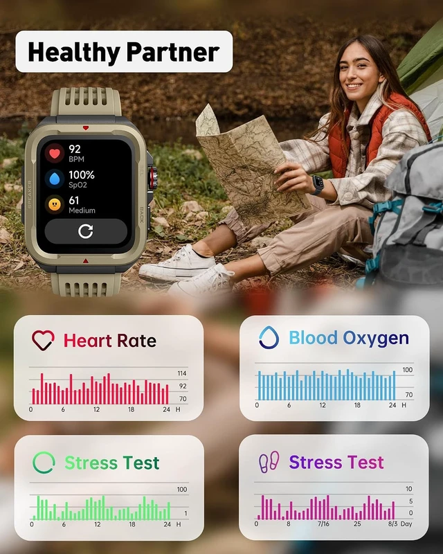Alt view image 4 of 7 - Smart Watch for Men Women (Answer/Make Call) Alexa Built in, 1.8" Fitness Tracker with 100 Sports Modes, Heart Rate Blood Oxygen, Sleep Monitoring, iPhone Android Compatible