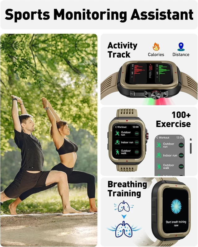 Alt view image 5 of 7 - Smart Watch for Men Women (Answer/Make Call) Alexa Built in, 1.8" Fitness Tracker with 100 Sports Modes, Heart Rate Blood Oxygen, Sleep Monitoring, iPhone Android Compatible