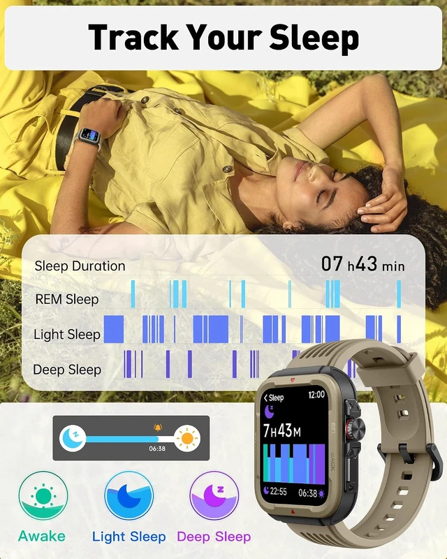 Alt view image 6 of 7 - Smart Watch for Men Women (Answer/Make Call) Alexa Built in, 1.8" Fitness Tracker with 100 Sports Modes, Heart Rate Blood Oxygen, Sleep Monitoring, iPhone Android Compatible
