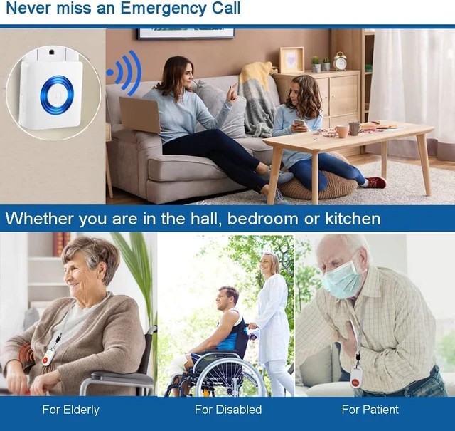 Alt view image 2 of 6 - Wireless Nurse Call Alert System Caregiver Pager Button for Home, Elderly, Patient & Disabled (Two Button Two Receiver)