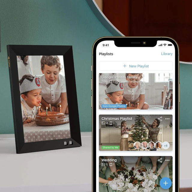 Alt view image 4 of 6 - Smart WiFi Digital Picture Frame 8 inch, Shared Family Playlists, Mobile App & Email, Preload Content for a Gifted Frame, Black