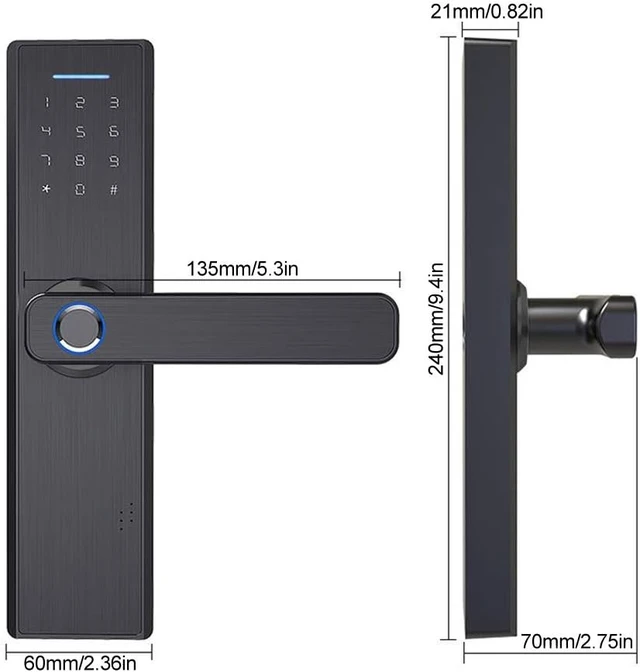 Alt view image 7 of 7 - 4-in-1 Biometric Fingerprint Smart Lock with Touchscreen Home Security, Black