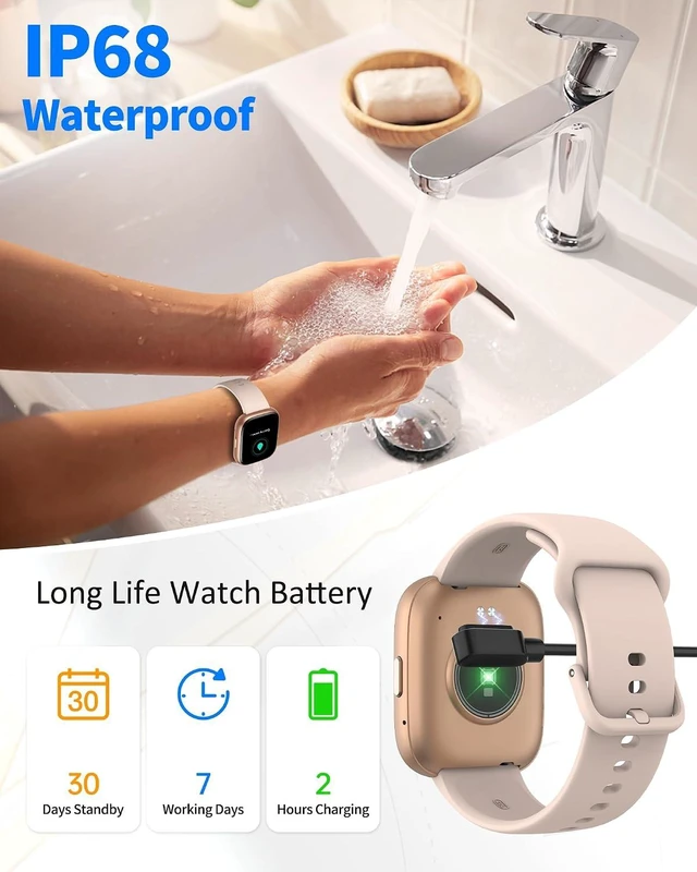 Alt view image 7 of 7 - Smart Watch for Men & Women with Alexa Built-in 1.83" HD Fitness Tracker, Bluetooth 5.3 Call, Heart Rate SpO2 Sleep Monitor, IP68 Waterproof, 100+ Sports Modes (Rose Gold)
