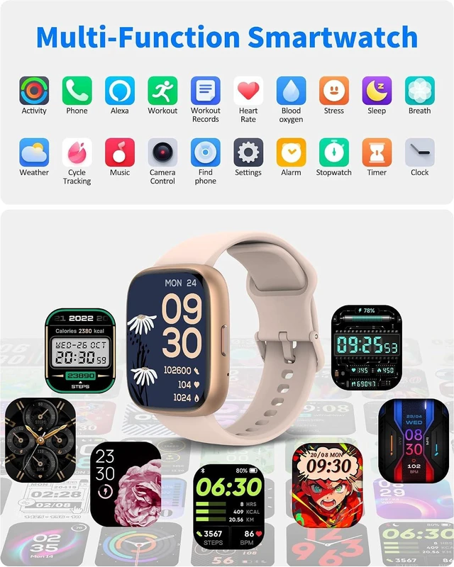 Alt view image 6 of 7 - Smart Watch for Men & Women with Alexa Built-in 1.83" HD Fitness Tracker, Bluetooth 5.3 Call, Heart Rate SpO2 Sleep Monitor, IP68 Waterproof, 100+ Sports Modes (Rose Gold)