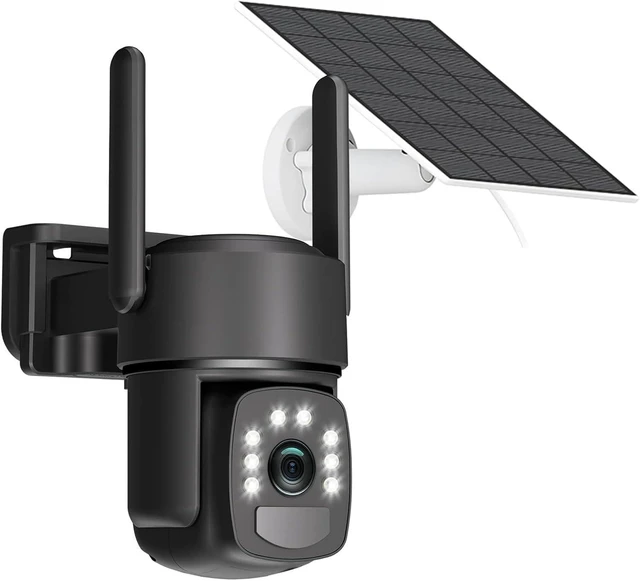 Main image of Solar-Powered Wireless Outdoor Security Cameras 4MP Color Night Vision, Auto Tracking, Pan & Tilt, Spotlight & Siren, 2.4 & 5G WiFi, No Subscription