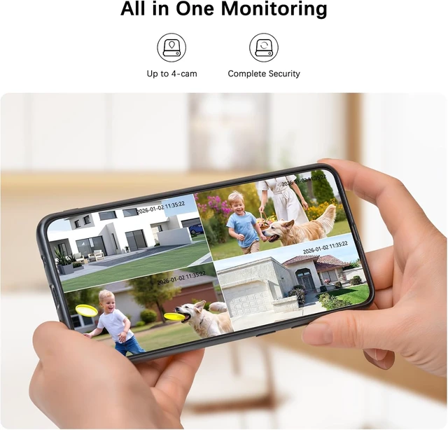 Alt view image 4 of 7 - Solar-Powered Wireless Outdoor Security Cameras 4MP Color Night Vision, Auto Tracking, Pan & Tilt, Spotlight & Siren, 2.4 & 5G WiFi, No Subscription