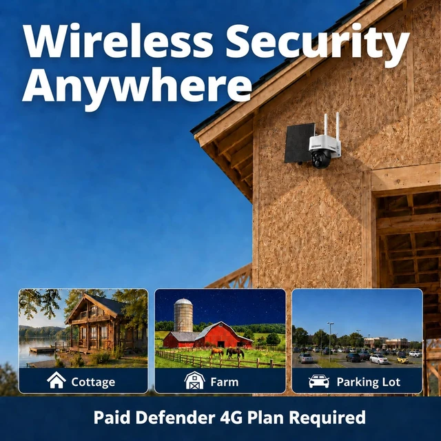 Alt view image 2 of 7 - Frontier AI 2K+ 4G LTE Cellular Security Camera 360° PTZ, No WiFi, AI Tracking, Color Night Vision, 2-Way Talk, eSIM, 5W Solar Panel, Empower App (Paid Plan Required)