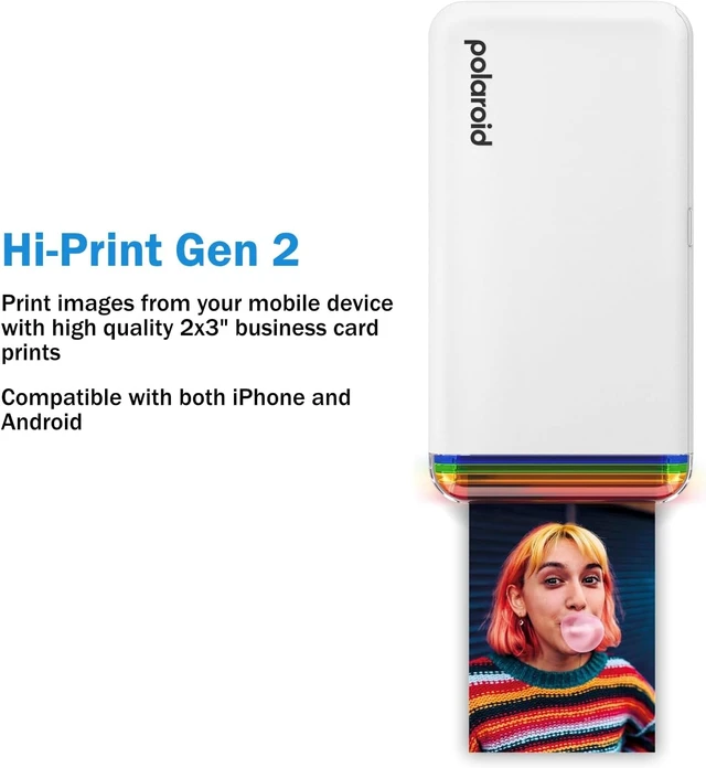 Alt view image 2 of 6 - Hi Print 2nd Generation Portable Bluetooth Phone Printer 2x3 Pocket Photo Printer + 40 Photo Bundle for iPhone & Android, Cleaning Cloth