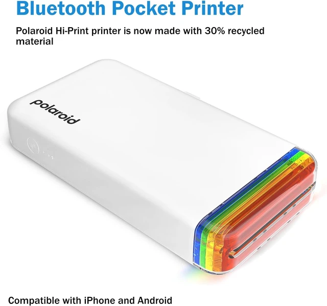 Alt view image 3 of 6 - Hi Print 2nd Generation Portable Bluetooth Phone Printer 2x3 Pocket Photo Printer + 40 Photo Bundle for iPhone & Android, Cleaning Cloth
