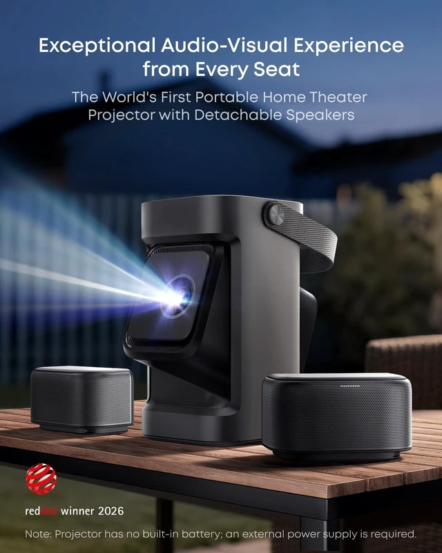 Alt view image 2 of 7 - Nebula P1 Portable Projector Detachable Speakers