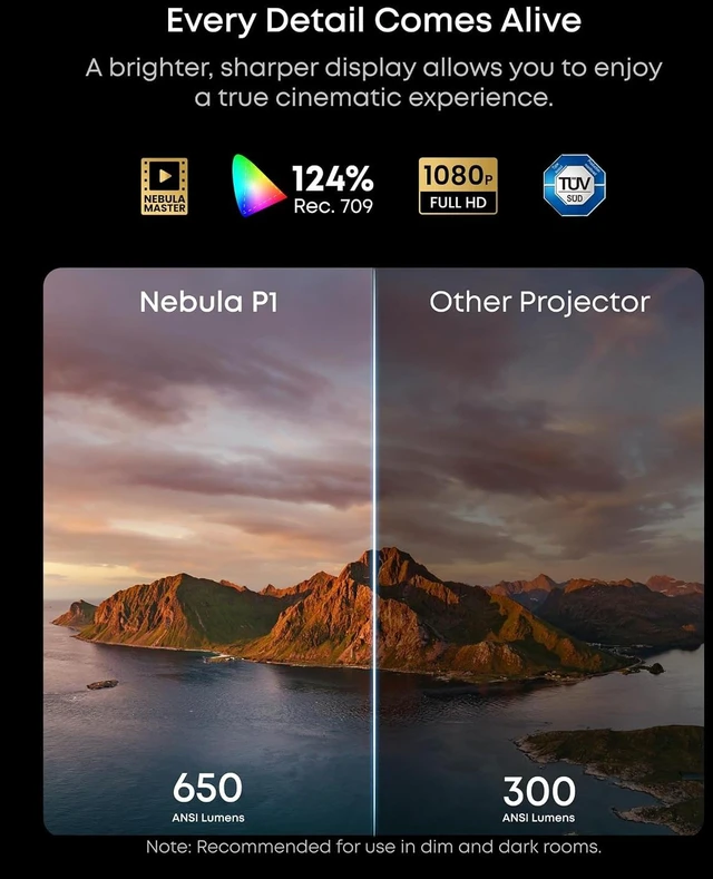 Alt view image 3 of 7 - Nebula P1 Portable Projector Detachable Speakers