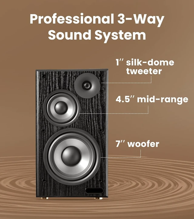 Alt view image 4 of 7 - R2750DB MKII 3-Way Powered Bookshelf Speakers 144W RMS, Walnut