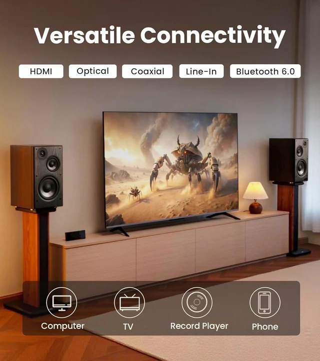 Alt view image 7 of 7 - R2750DB MKII 3-Way Powered Bookshelf Speakers 144W RMS, Walnut