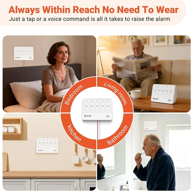 Alt view image 4 of 7 - WiFi Caregiver Call Button with Voice 2-Way Calls for Elderly at Home