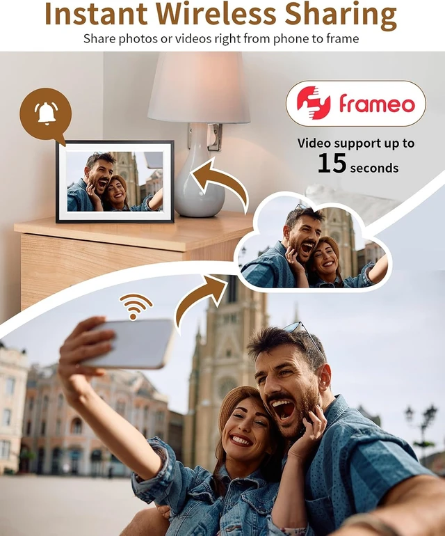 Alt view image 2 of 7 - Frameo 10.1 Inch Smart WiFi Digital Picture Frame 1280 * 800 IPS HD Touch Screen, 32GB Storage, Wall Mountable, Share Instantly, Birthday Gift for Women, Mom