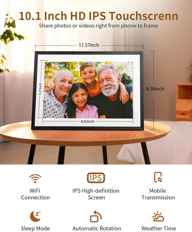 Alt view image 5 of 7 - Frameo 10.1 Inch Smart WiFi Digital Picture Frame 1280 * 800 IPS HD Touch Screen, 32GB Storage, Wall Mountable, Share Instantly, Birthday Gift for Women, Mom