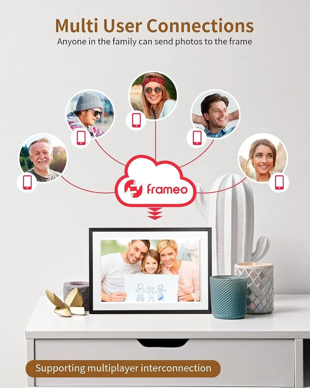 Alt view image 6 of 7 - Frameo 10.1 Inch Smart WiFi Digital Picture Frame 1280 * 800 IPS HD Touch Screen, 32GB Storage, Wall Mountable, Share Instantly, Birthday Gift for Women, Mom
