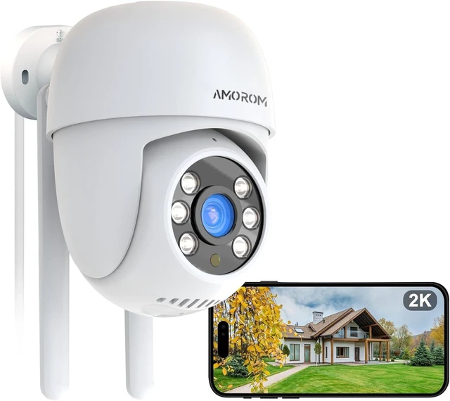 Main image of 2K Wired 360° PTZ Outdoor Security Camera Color Night Vision, 2.4GHz Wi-Fi, Spotlight, Alarm Siren, 2-Way Audio, Motion Detection, SD/Cloud Storage, IP65