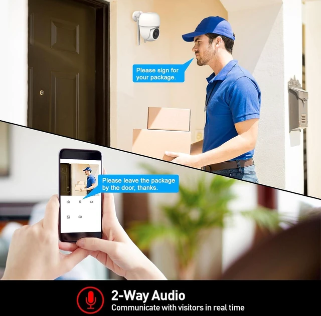 Alt view image 5 of 7 - 2K Wired 360° PTZ Outdoor Security Camera Color Night Vision, 2.4GHz Wi-Fi, Spotlight, Alarm Siren, 2-Way Audio, Motion Detection, SD/Cloud Storage, IP65