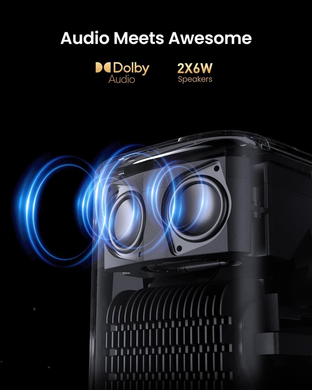 Alt view image 6 of 6 - N2 Smart 1080P Projector with Stand 400 ISO Lumens, Netflix Officially-Licensed, WiFi & Bluetooth, Dual 6W Dolby Audio Speaker, Auto Focus, 120-Inch Picture