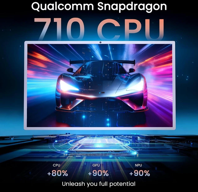Alt view image 3 of 7 - 32" Portable Smart TV on Wheels Qualcomm CPU, EDLA-Certified, Android 14, 22000mAh Battery, 16+128GB, Full Swivel Rotation, Remote Control, 13MP Webcam