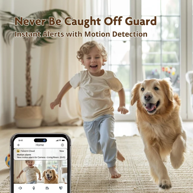 Alt view image 4 of 7 - 2K Pan/Tilt Indoor WiFi Security Camera Motion Detection & Auto Tracking, Night Vision, 2-Way Audio, Siren, SD/Cloud Storage (2, Black)