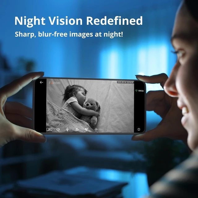 Alt view image 6 of 7 - 2K Pan/Tilt Indoor WiFi Security Camera Motion Detection & Auto Tracking, Night Vision, 2-Way Audio, Siren, SD/Cloud Storage (2, Black)