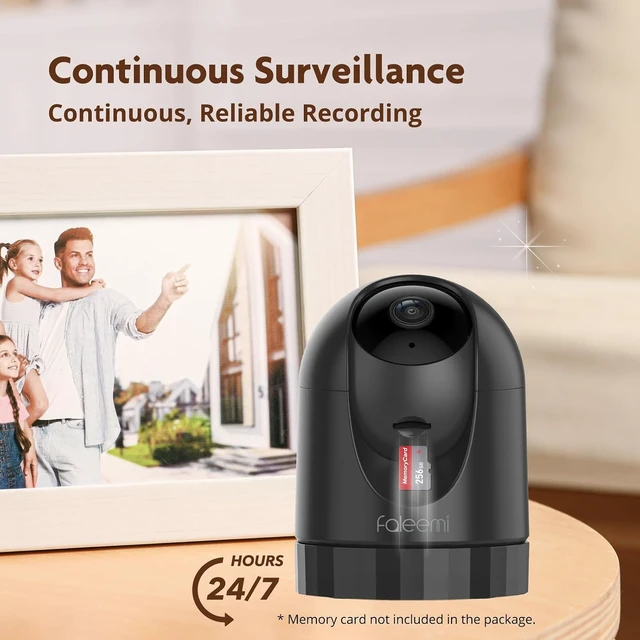 Alt view image 7 of 7 - 2K Pan/Tilt Indoor WiFi Security Camera Motion Detection & Auto Tracking, Night Vision, 2-Way Audio, Siren, SD/Cloud Storage (2, Black)