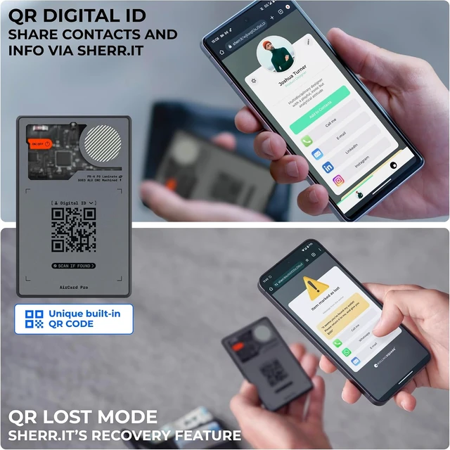 Alt view image 6 of 6 - AirCard Pro Dual Bluetooth Wallet Tracker iOS Find My & Google Android Find Hub Compatible, Wireless Charging, Anti-Loss Smart Locator, Gray