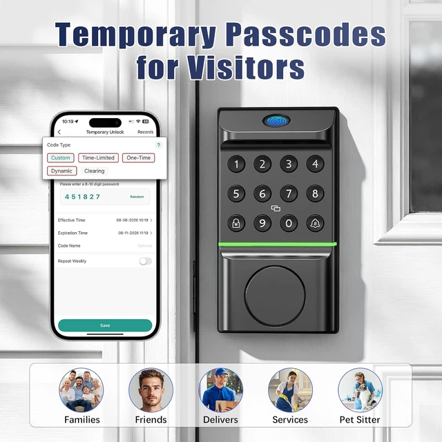 Alt view image 4 of 7 - D9 Keyless Entry Smart Door Lock Fingerprint Deadbolt