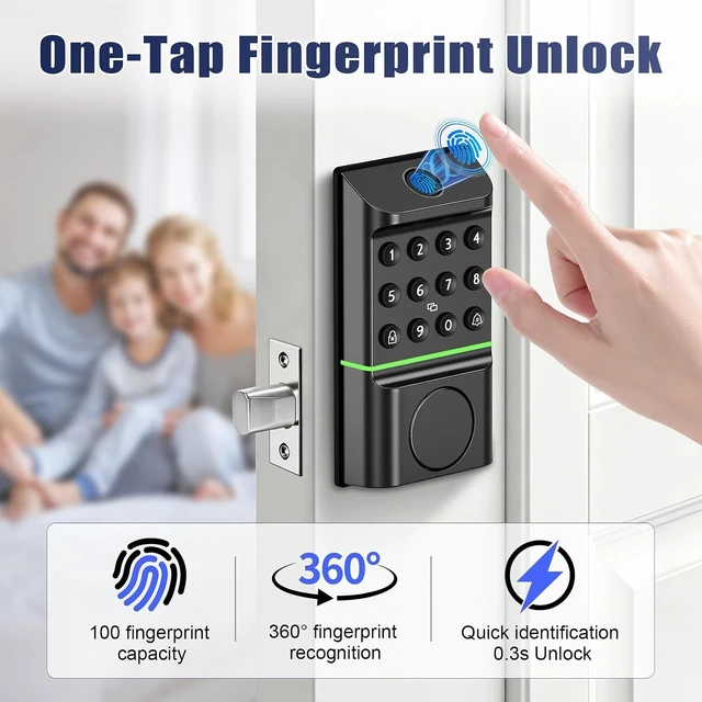 Alt view image 3 of 7 - D9 Keyless Entry Smart Door Lock Fingerprint Deadbolt