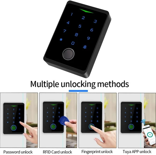 Alt view image 7 of 7 - WiFi Access Control Keypad Fingerprint Controller, 125kHz Card, Lock Opener, Remote Control Door Lock, IP66 Waterproof, 1000 Users, 10pcs Card Free