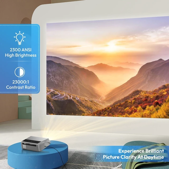 Alt view image 3 of 7 - Ultra HD 4K Projector with Built-in Karaoke 2300 ANSI Lumens, Smart TV, Auto Focus, WiFi 6 Bluetooth, 2G+32G for Gaming & Outdoor Movies, Gray