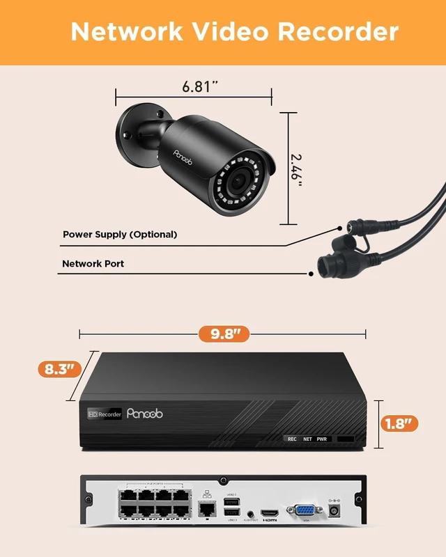 Alt view image 7 of 7 - 4-Camera 8-Channel PoE Security System with 2TB HDD, PB37F30408-5M