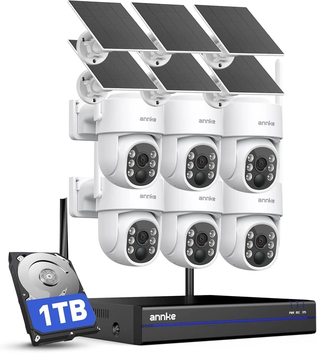 Main image of Solar Home Security Camera System Outdoor 4K NVR, 6-Cam Kit, 1TB HDD