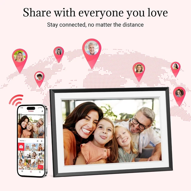 Alt view image 4 of 7 - Frameo 10.1 Inch Smart Wi-Fi Digital Picture Frame Easy App Connection, Share Memories Instantly, Gift for Women, Mom, Grandma, Wife, Girlfriend, Wedding