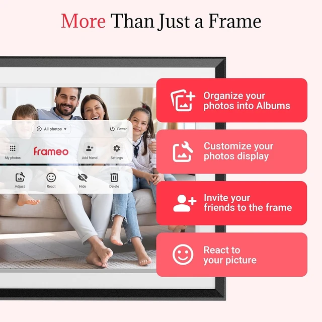 Alt view image 7 of 7 - Frameo 10.1 Inch Smart Wi-Fi Digital Picture Frame Easy App Connection, Share Memories Instantly, Gift for Women, Mom, Grandma, Wife, Girlfriend, Wedding