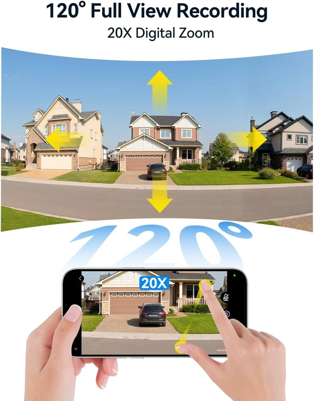 Alt view image 3 of 7 - 4K 8MP Wireless Outdoor Security Cameras 5GHz & 2.4GHz WiFi, 120° FoV, AI Human/Vehicle Detection, 66FT Color Night Vision, 120dB Siren, IP66