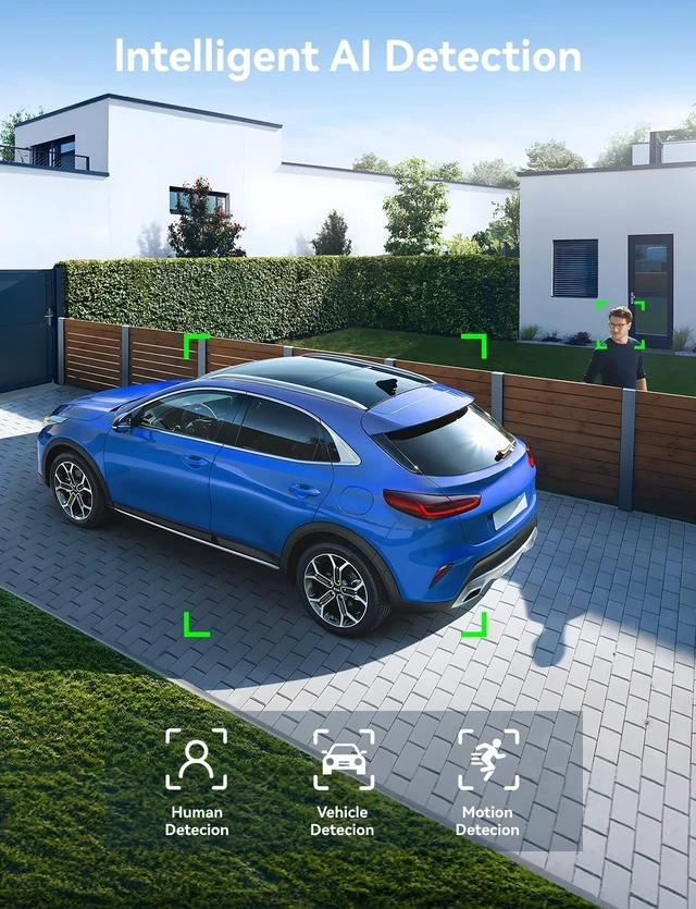 Alt view image 4 of 7 - 4K 8MP Wireless Outdoor Security Cameras 5GHz & 2.4GHz WiFi, 120° FoV, AI Human/Vehicle Detection, 66FT Color Night Vision, 120dB Siren, IP66