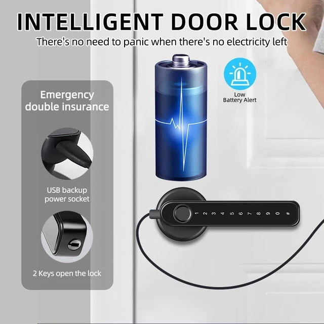 Alt view image 2 of 7 - Fingerprint Smart Keyless Entry Door Lock with Keypad Handle for Home, Apartment, Office, Front Door, Bedroom