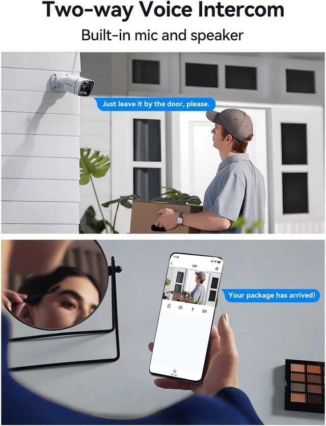 Alt view image 7 of 7 - 4K 8MP Wireless Outdoor Security Cameras 5GHz & 2.4GHz WiFi, 120° FoV, AI Human/Vehicle Detection, 66FT Color Night Vision, 120dB Siren, IP66