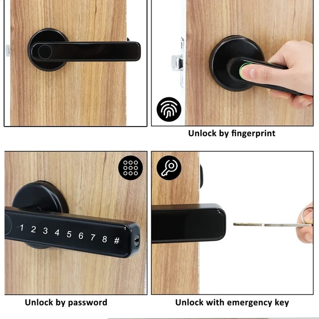 Alt view image 6 of 7 - Fingerprint Smart Keyless Entry Door Lock with Keypad Handle for Home, Apartment, Office, Front Door, Bedroom