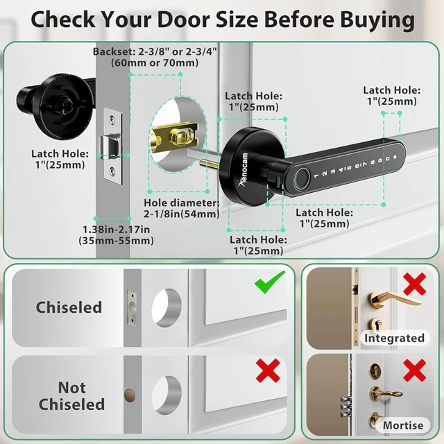 Alt view image 5 of 7 - Fingerprint Smart Keyless Entry Door Lock with Keypad Handle for Home, Apartment, Office, Front Door, Bedroom