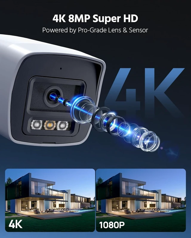 Alt view image 2 of 7 - 16-Channel 4K PoE Security Camera System Two-Way Audio, 4TB HDD