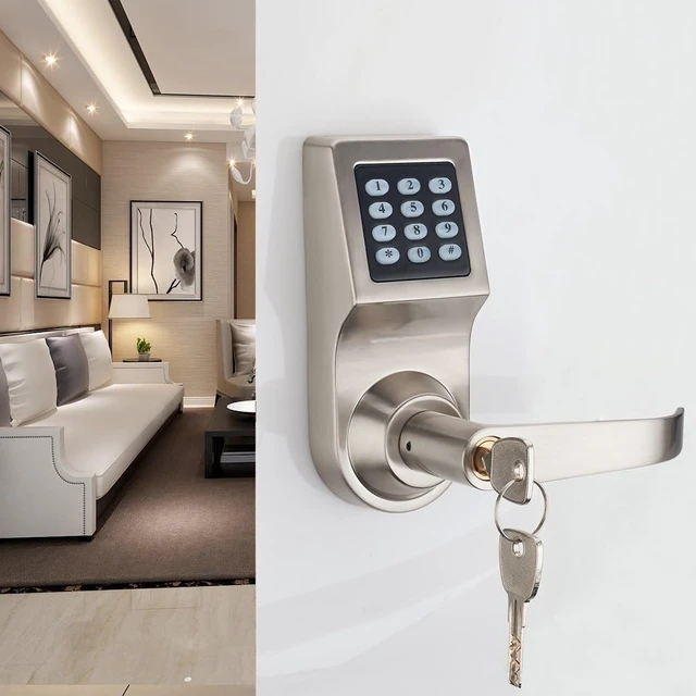 Alt view image 5 of 6 - Digital Door Lock Remote Control, M1 Card, Code & Key Unlock, Reversible Handle Direction