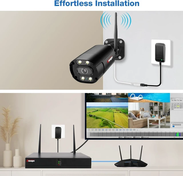 Alt view image 4 of 7 - Home Security Camera System with 4 Plug-in Outdoor Cameras 1TB Hard Drive