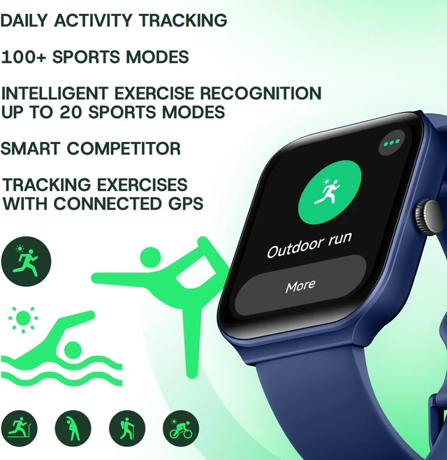 Alt view image 5 of 7 - Inspire VeryFit 1.95" Smart Watch with Alexa & Bluetooth Call Heart Rate, HRV, Oxygen Saturation, Sleep Monitor, Step Tracker, IP68 for Men Women (Blue)