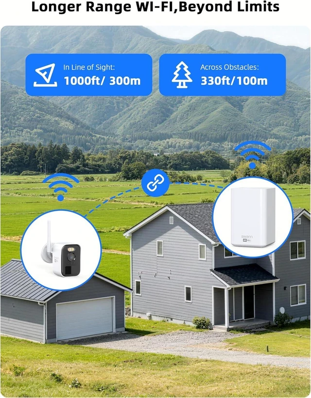 Alt view image 3 of 7 - MaxRanger4K Mini Long-Range Wireless Security Camera System 3-Pack 4K Cameras, Wi-Fi HaLow up to 1000ft, Local Storage, No Monthly Fees